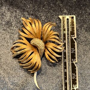 Big Vintage Coro Matte Textured Gold Tone Diamante pave brooch.